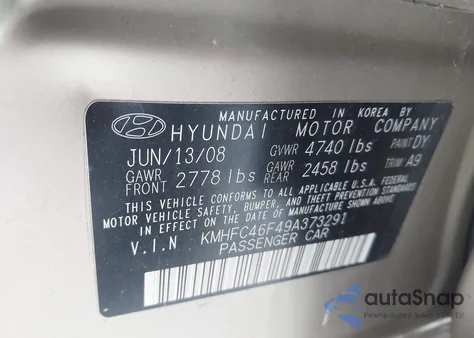 2009 Hyundai Azera Limited from USA, damaged, VIN KMHFC46F49A373291